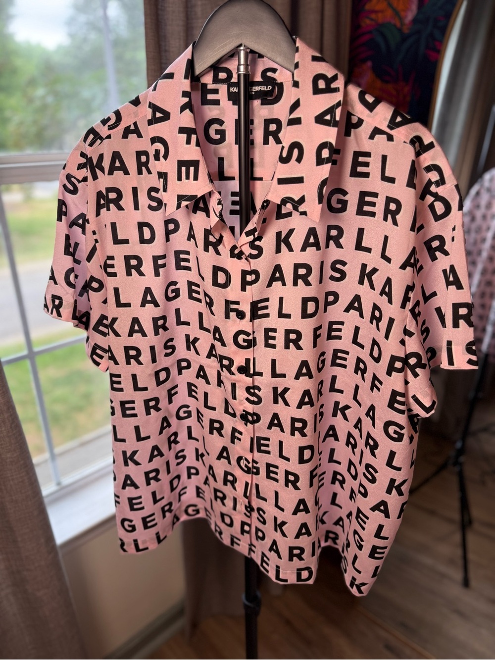 Karl Lagerfeld Pink Short-Sleeve Logo Print Polo